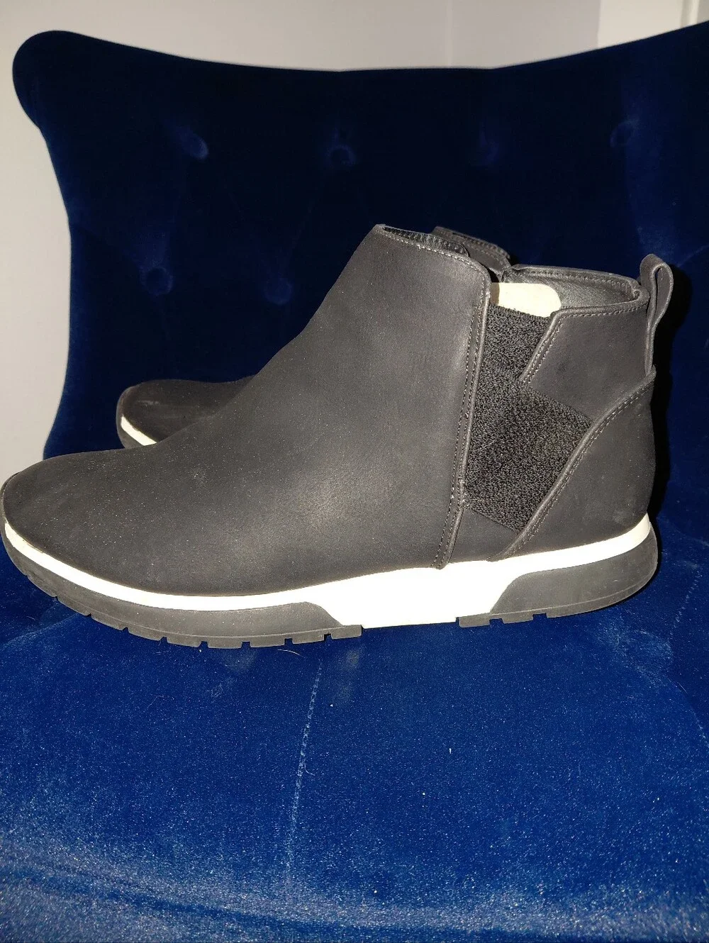 LifeStride Hope Black Felt Slip-On Ankle Booties 11W Cozy Minimalist Comfort
